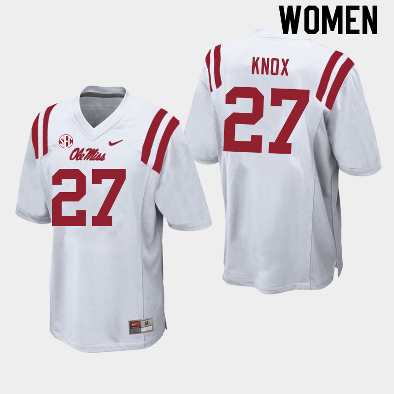 Jalen Knox Ole Miss Rebels NCAA Women's White #27 Stitched Limited College Football Jersey PDA5658RJ